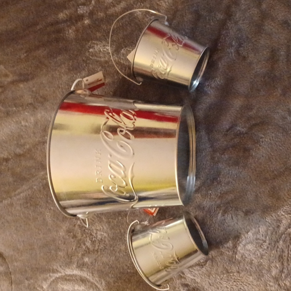3 COCA COLA ICE BUCKETS 2 SM 1 BIG SET NEW!